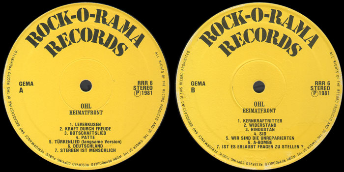 OHL LP yellow center labels