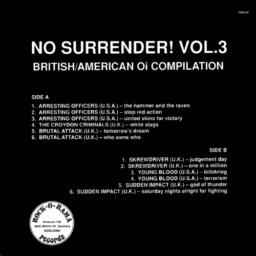 No Surrender Volume 3 LP back cover