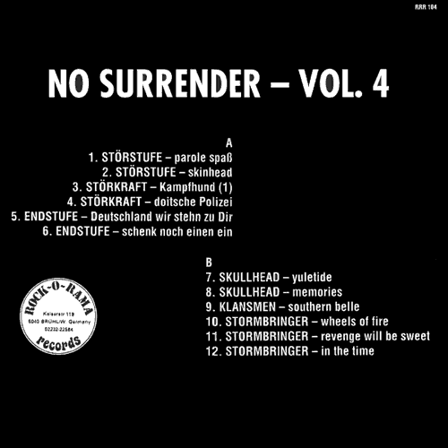 No Surrender Volume 4 LP back cover