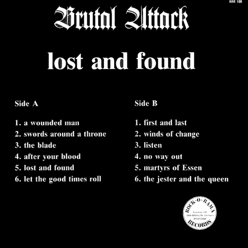 Brutal Attack Lost and Found LP back cover