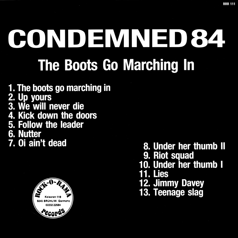 Condemned 84 The Boots Go Marching In back cover