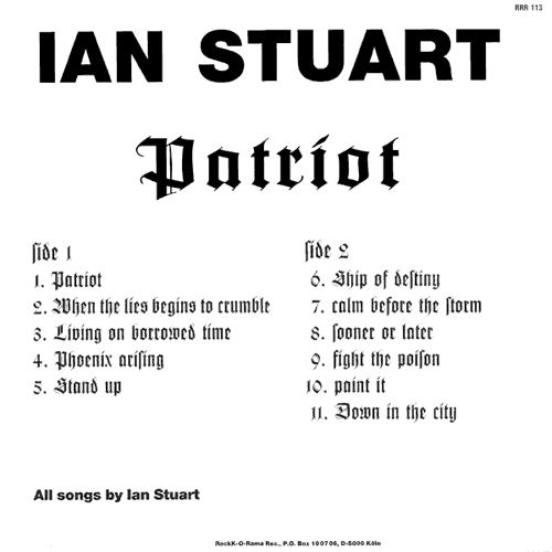 Ian Stuart Patriot LP back cover