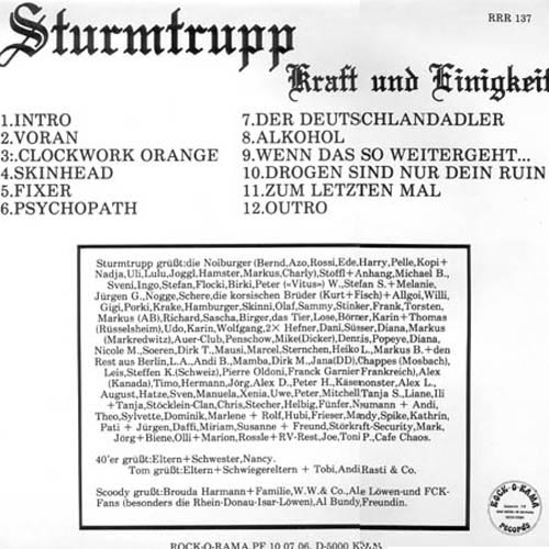 Sturmtrupp Kraft Und Einigkeit LP back cover