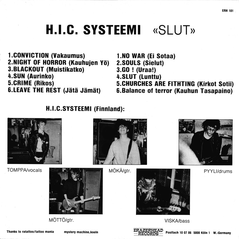 HIC Systeemi LP back cover