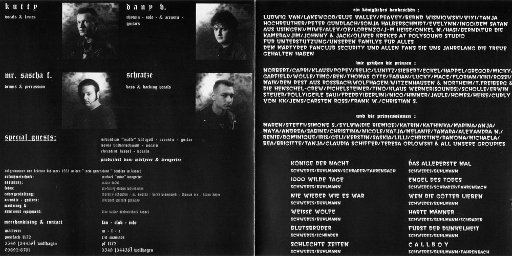 Märtyrer Könige der Nacht CD inside booklet pages