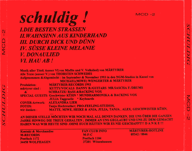 Märtyrer Schuldig CD inlay