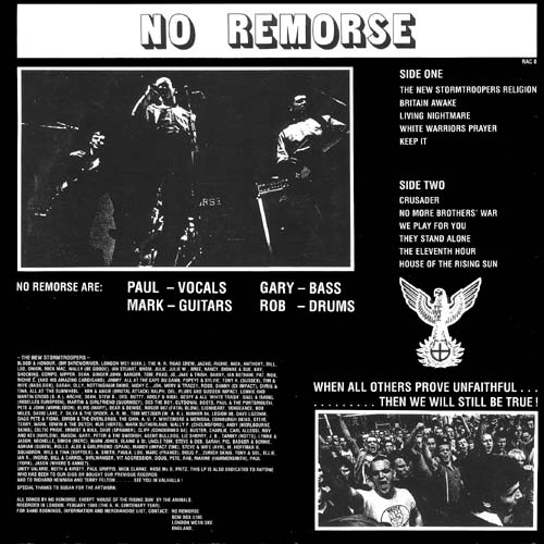No Remorse The New Stormtroopers LP back cover