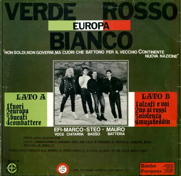 Back cover of the Verde Bianco Rosso Europa LP