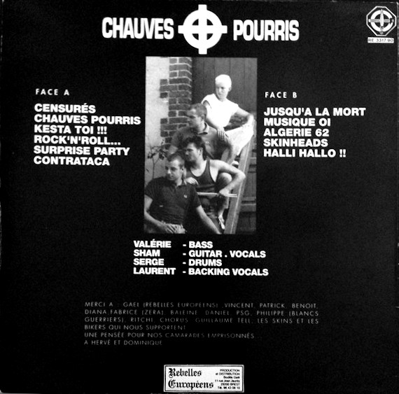Back cover of the Chauves Pourris LP