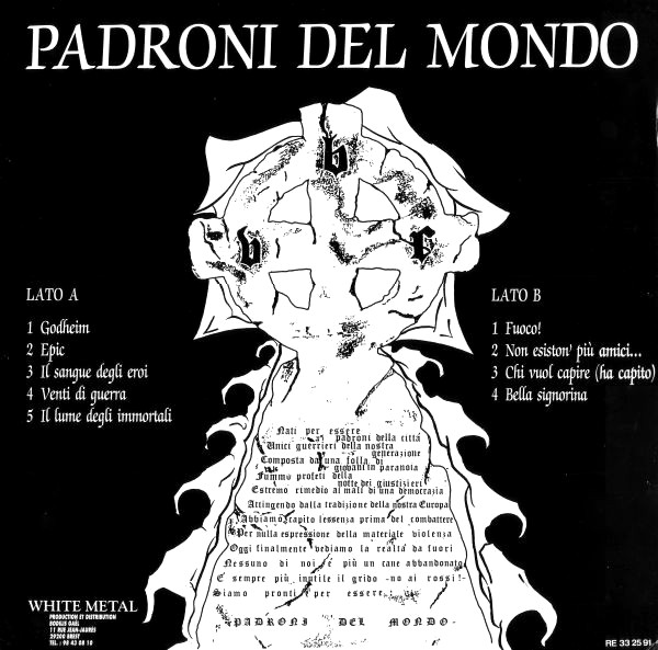 Back Cover of the Verde Bianco Rosso Padroni Del Mondo LP