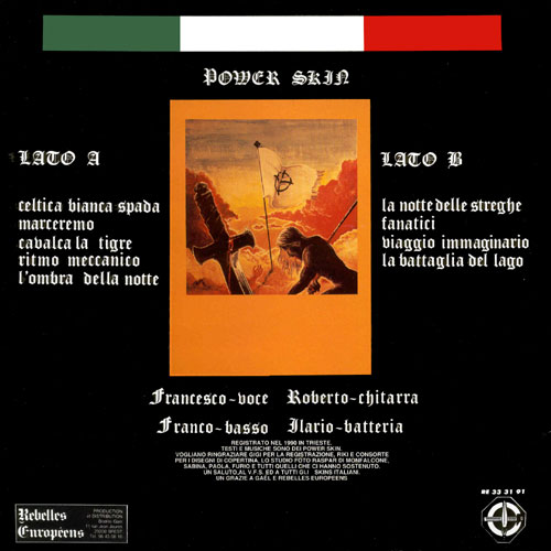 Back cover of the Power Skin LP