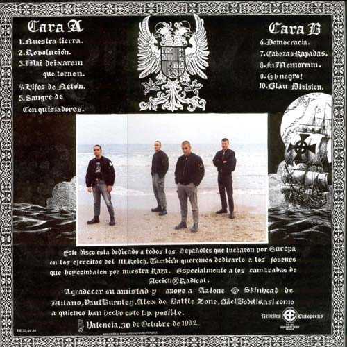 Back cover of the División 250 Sangre De Conquistadores LP