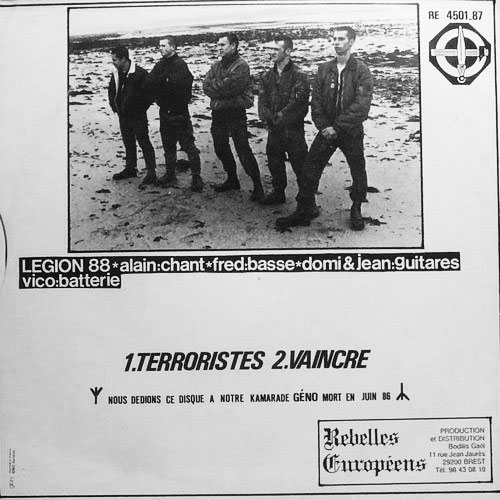 Back cover of Legion 88 Terroristes single