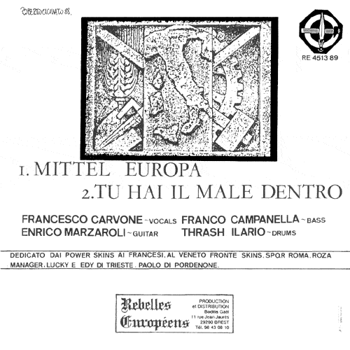 Back cover of the Power Skins Mittel Europa single