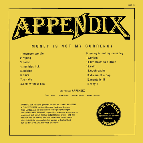 Appendix LP back cover