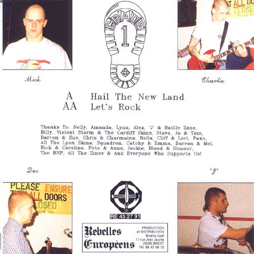 Back cover of the Grade 1 Hail The New Land single