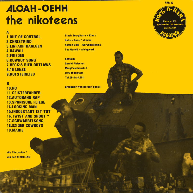 The Nikoteens LP back cover