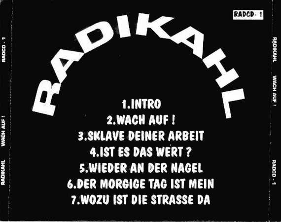 Back inlay of Radikahl Wach Auf CD