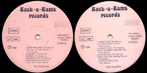 Razors LP center labels