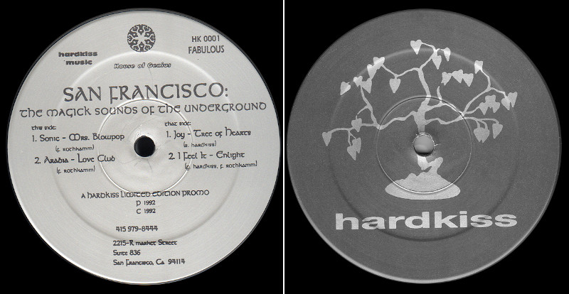 A close up of the center labels side by side