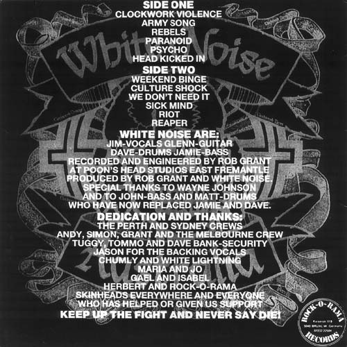 White Noise LP back cover