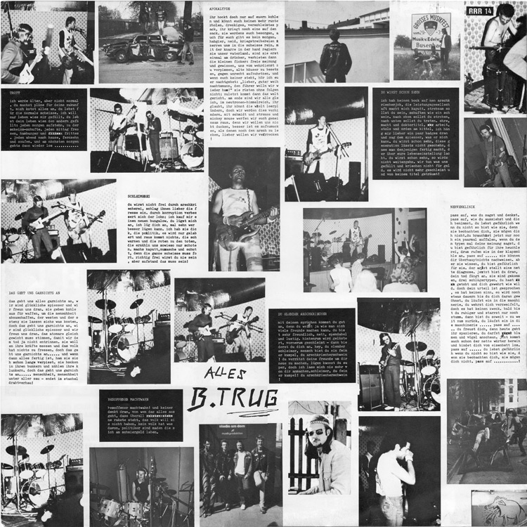 B. Trug lyric sheet with band photos
