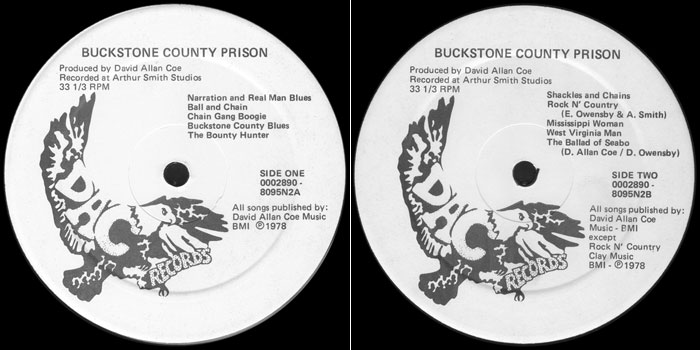 Buckstone County Prison Soundtrack LP center labels
